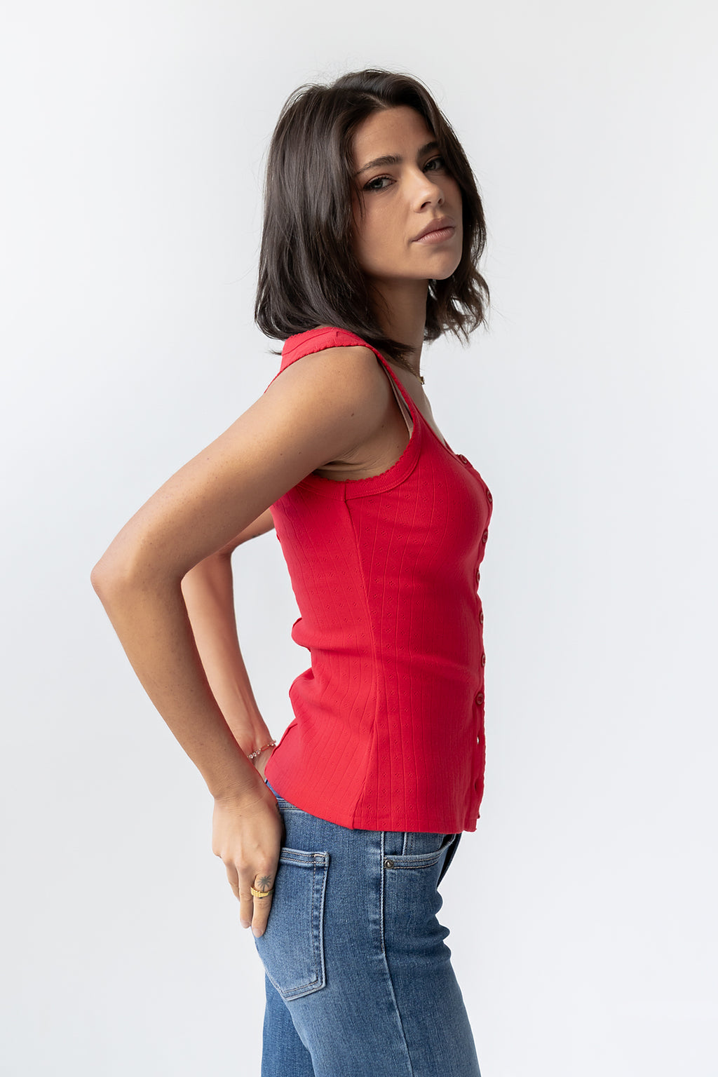 Apollo Knit Tank Top in Red