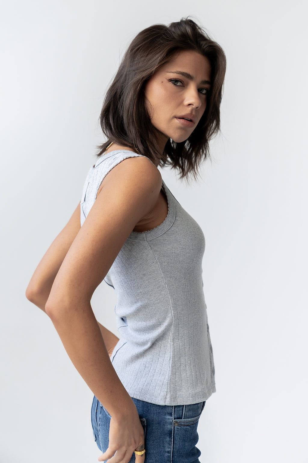 Apollo Knit Tank Top in Grey
