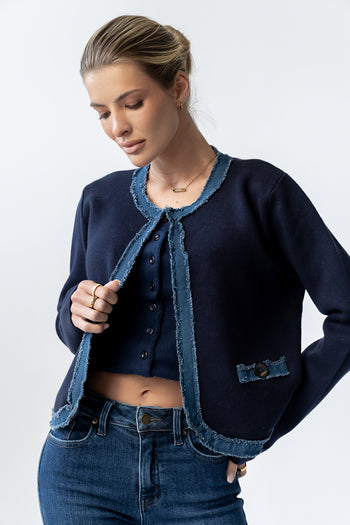 Topaz Contrast Cardigan - FINAL SALE