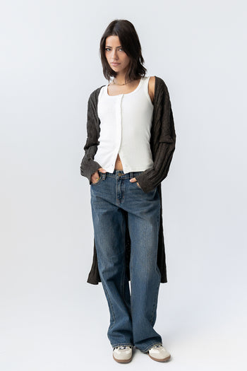 Eve Ribbed Duster in Olive