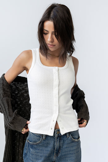 Apollo Knit Tank Top in White