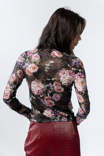 Winnie Floral Crinkle Top in Black - FINAL SALE