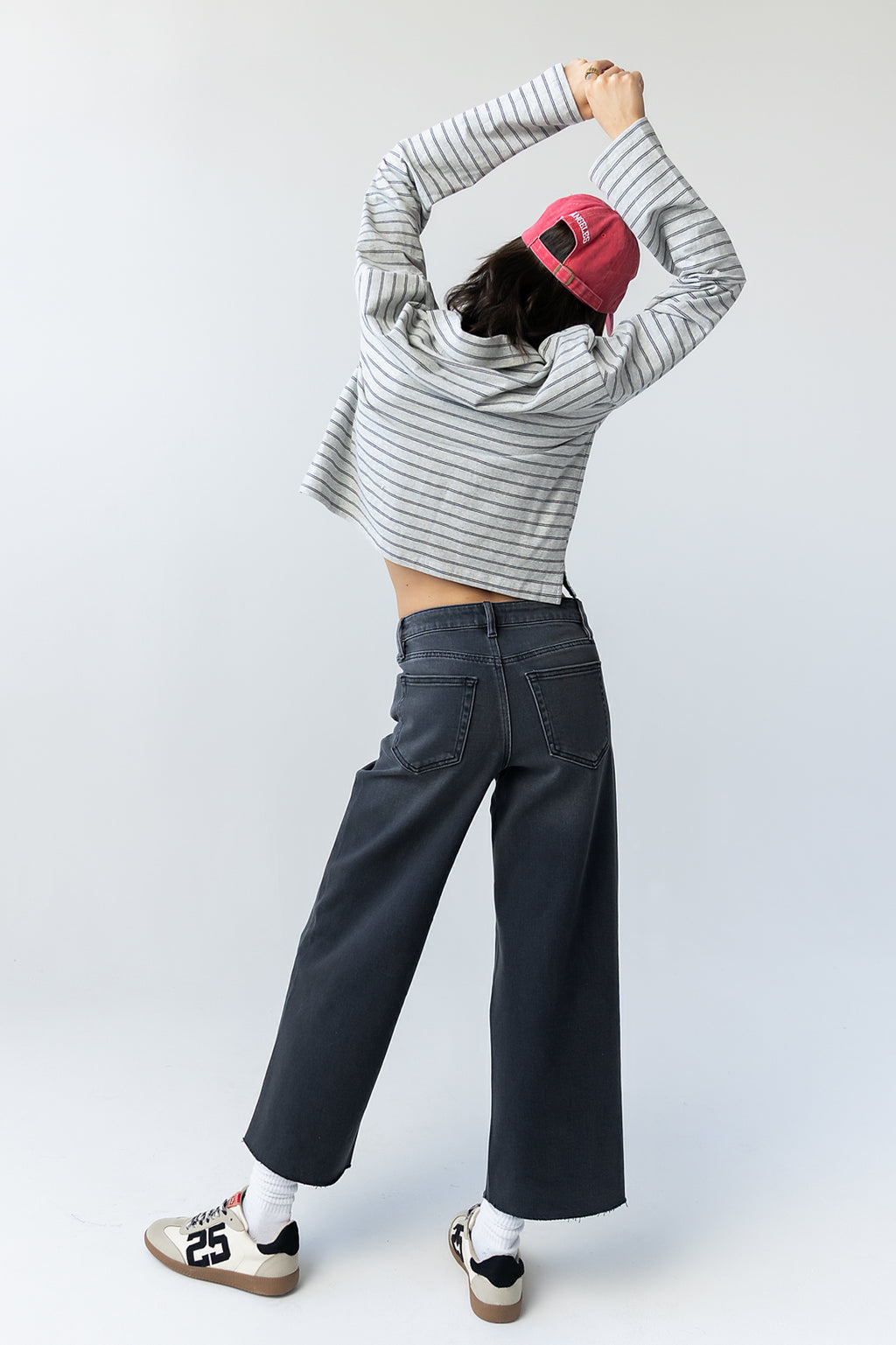 Kateri Striped Top in Heather Grey