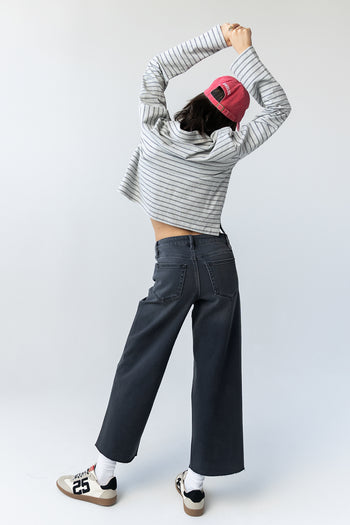 Kateri Striped Top in Heather Grey