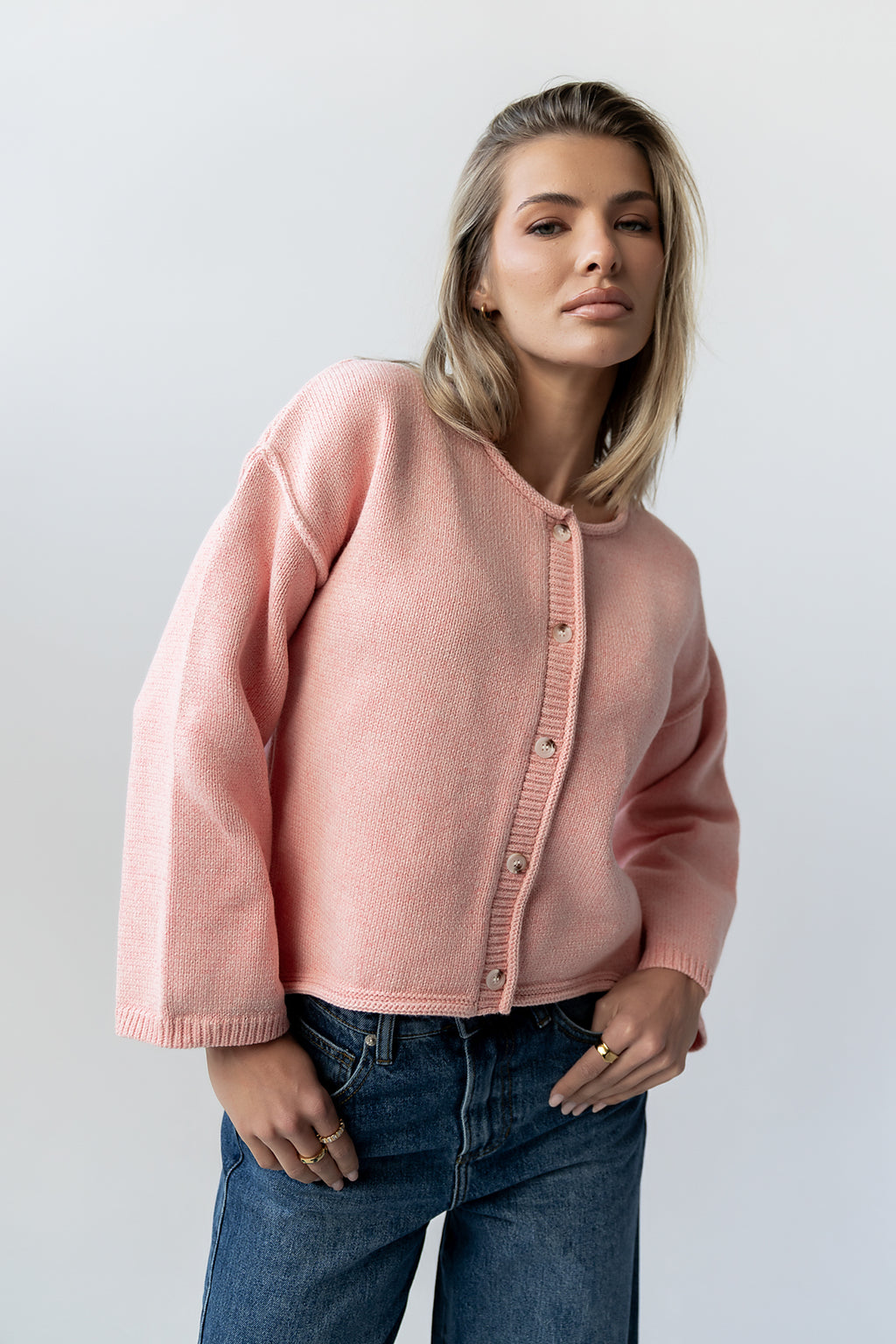 Carlie Knit Cardigan in Pink - FINAL SALE