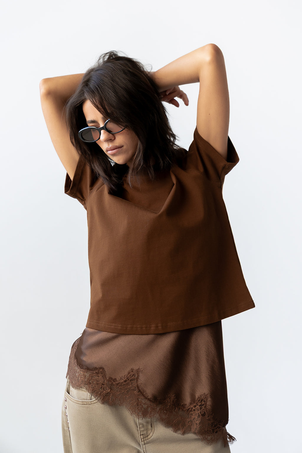Marlie Asymmetrical Top in Brown - FINAL SALE