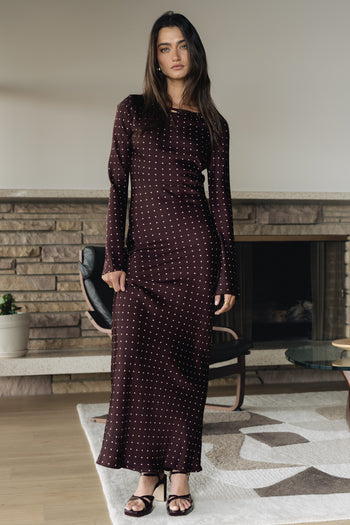 Melody Ultra Maxi Dress in Burgundy