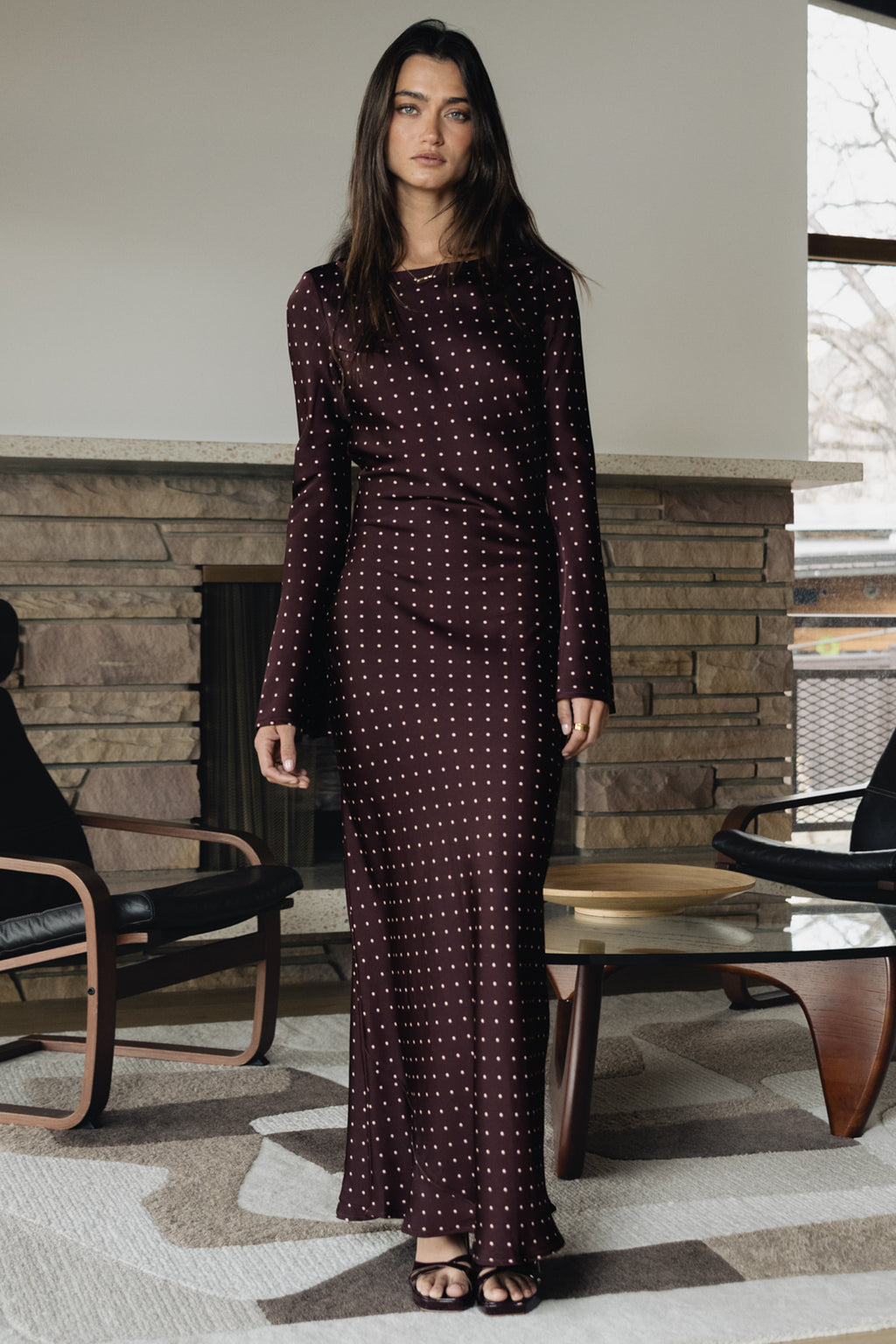 Melody Ultra Maxi Dress in Burgundy