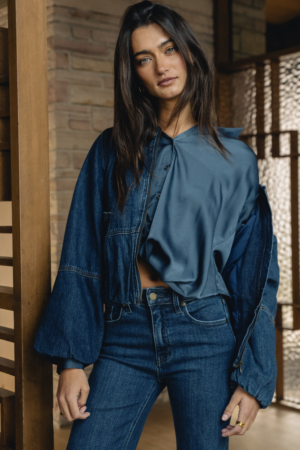 Margaret Twist Button Up in Blue - FINAL SALE