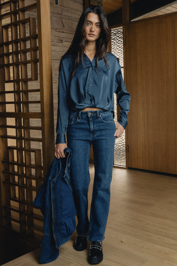 Margaret Twist Button Up in Blue - FINAL SALE