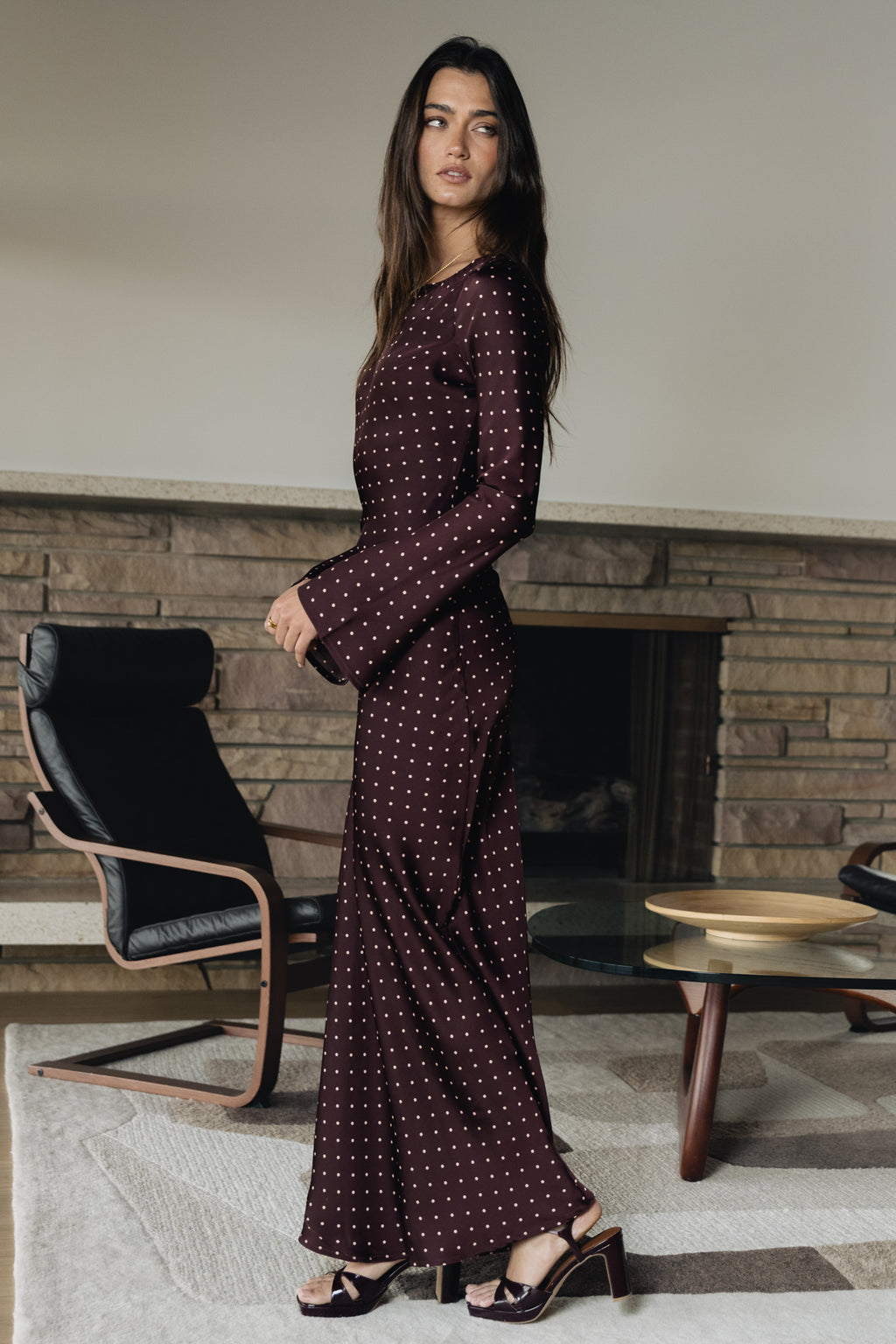 Melody Ultra Maxi Dress in Burgundy