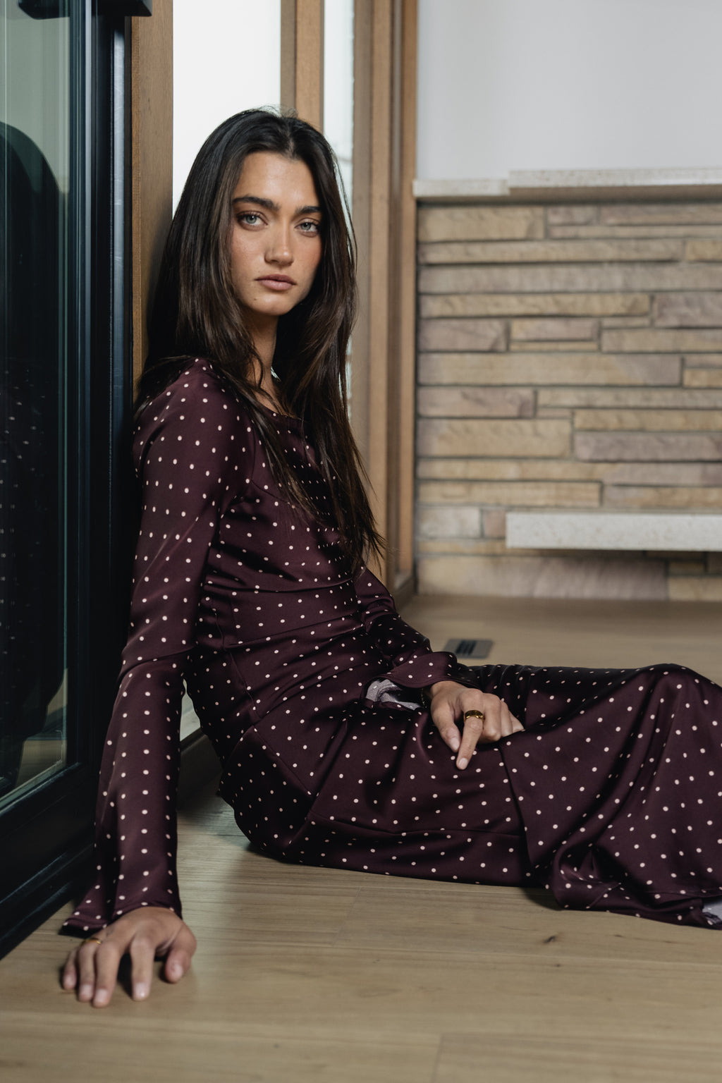 Melody Ultra Maxi Dress in Burgundy