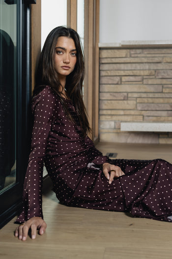 Melody Ultra Maxi Dress in Burgundy