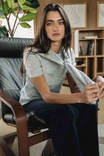 Cierra Tie Sweater in Grey - FINAL SALE