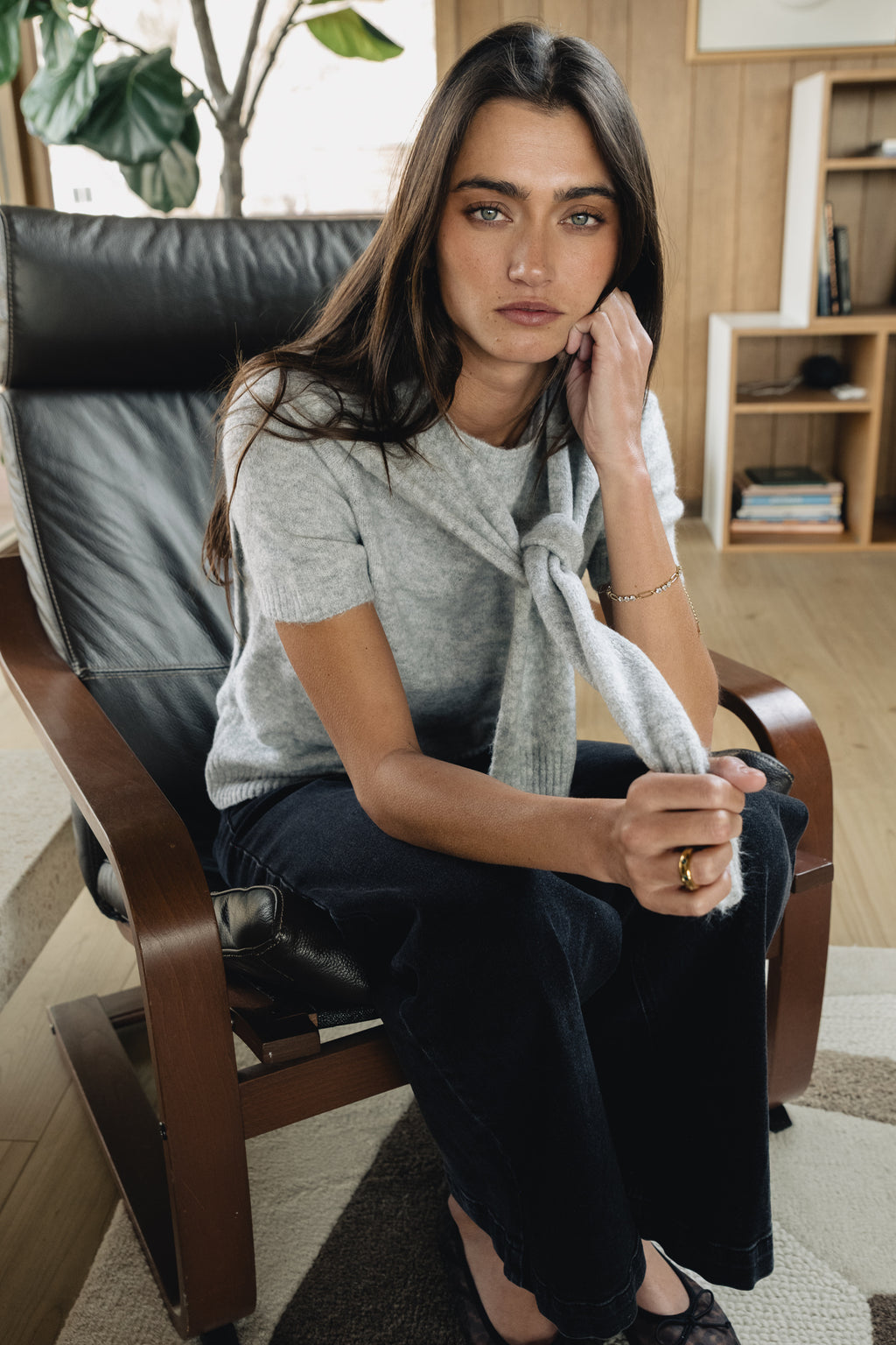 Cierra Tie Sweater in Grey - FINAL SALE