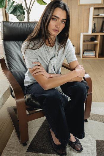 Cierra Tie Sweater in Grey - FINAL SALE