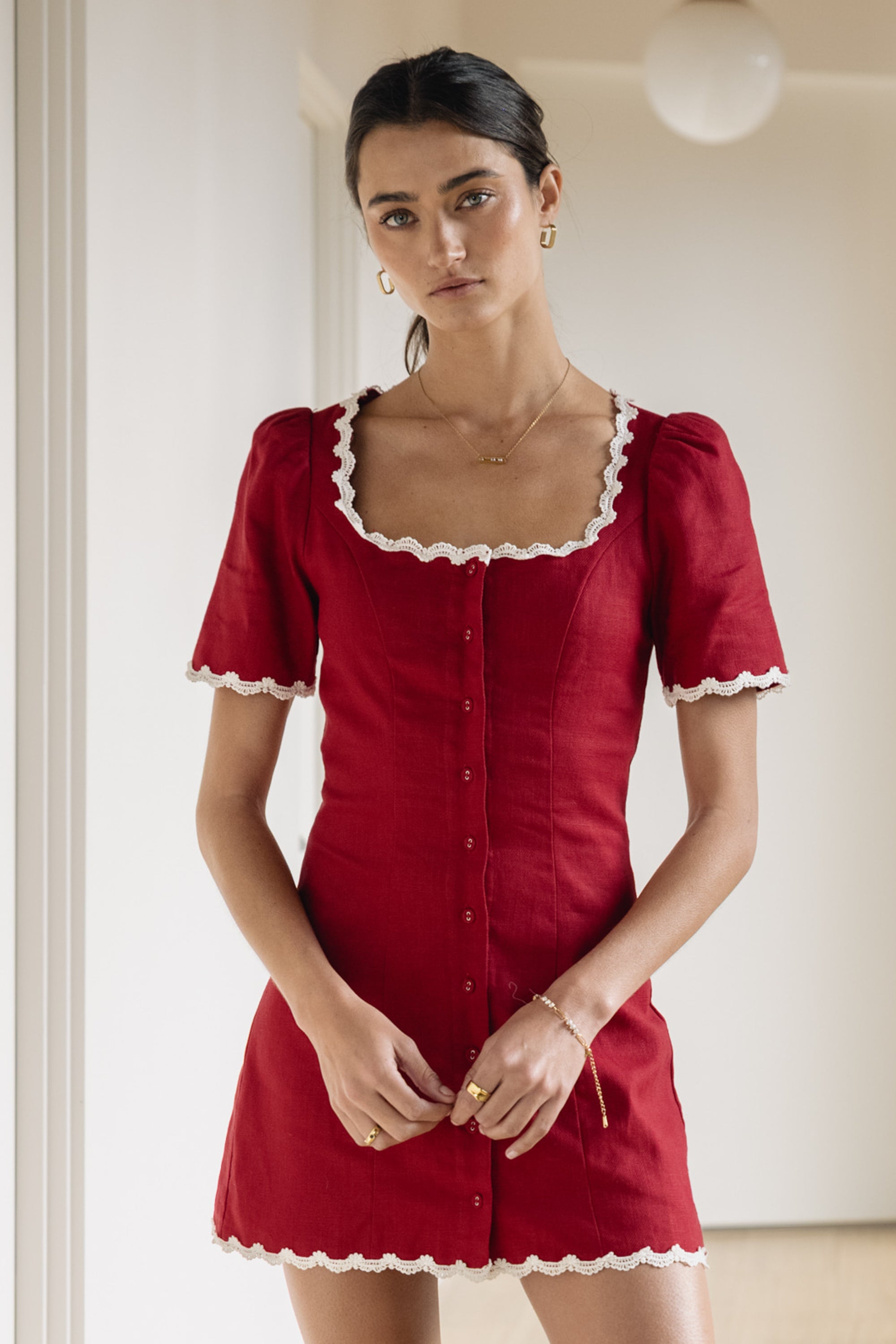red ric rac dress Red Ric Rac Cotton Shift Mini Dress - All Dresses