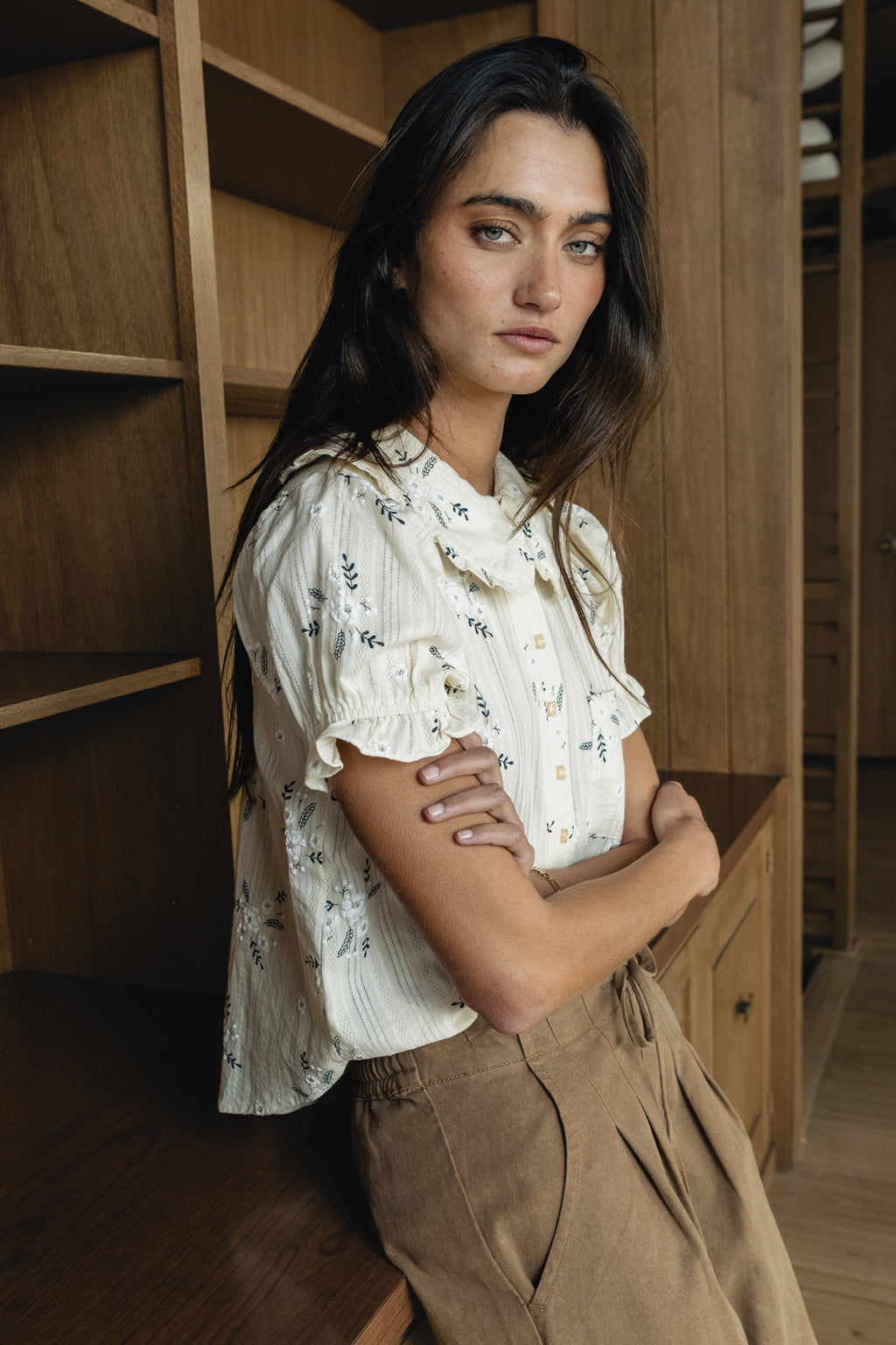 Nelly Floral Blouse in Cream - FINAL SALE
