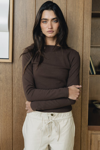 Becca Boatneck Top in Brown - FINAL SALE
