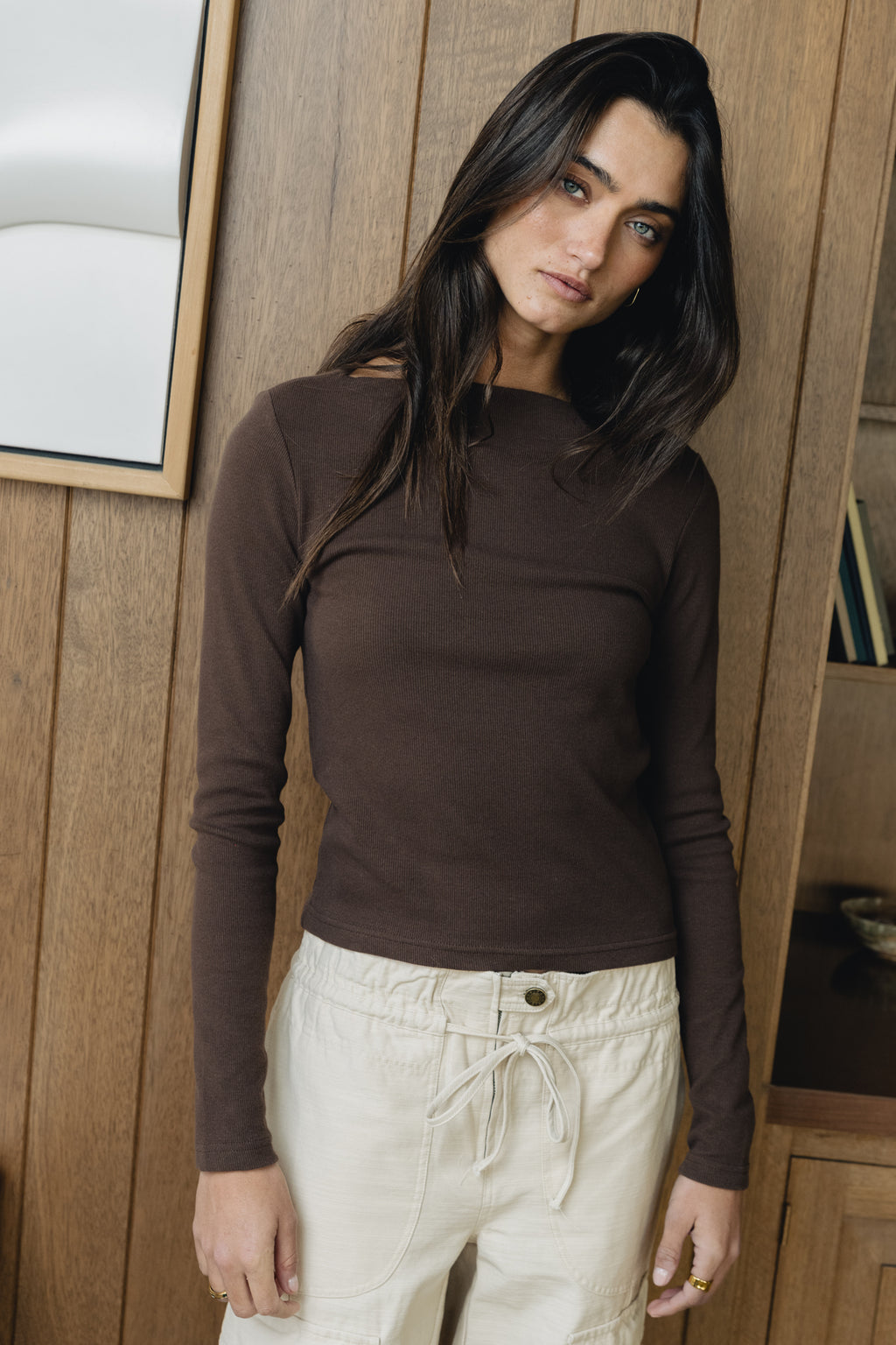 Becca Boatneck Top in Brown - FINAL SALE