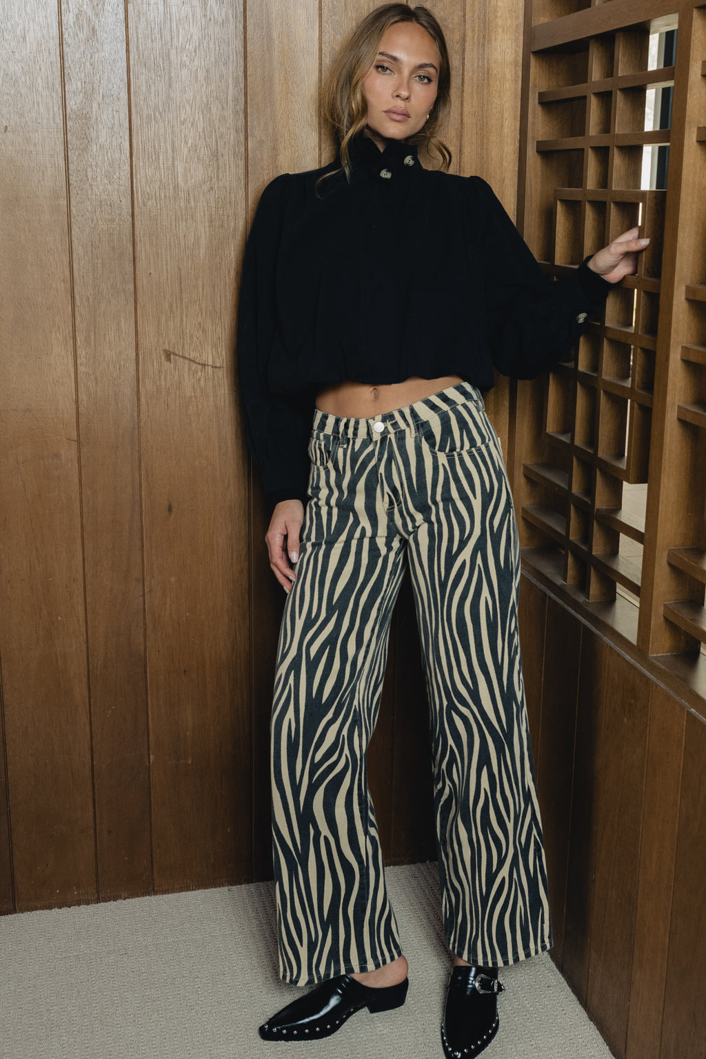 Kenzie Wide Leg Jeans in Zebra