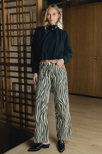 Kenzie Wide Leg Jeans in Zebra