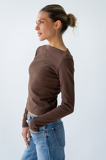 Becca Boatneck Top in Brown - FINAL SALE