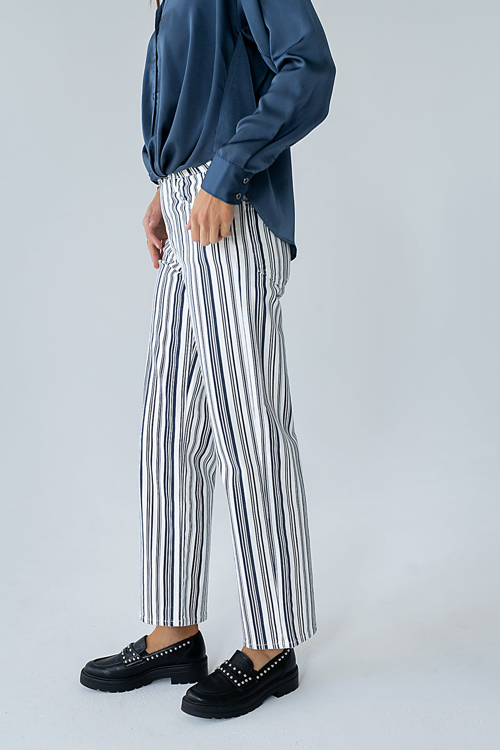 Kimmie Striped Straight Leg Jeans