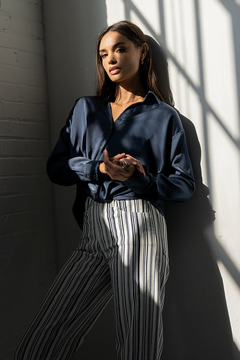 Margaret Twist Button Up in Blue - FINAL SALE