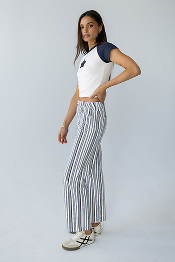 Kimmie Striped Straight Leg Jeans