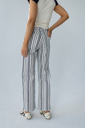 Kimmie Striped Straight Leg Jeans