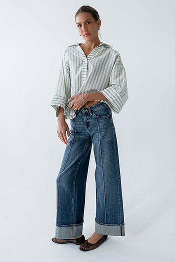 Parker Cuffed Wide Leg Jeans