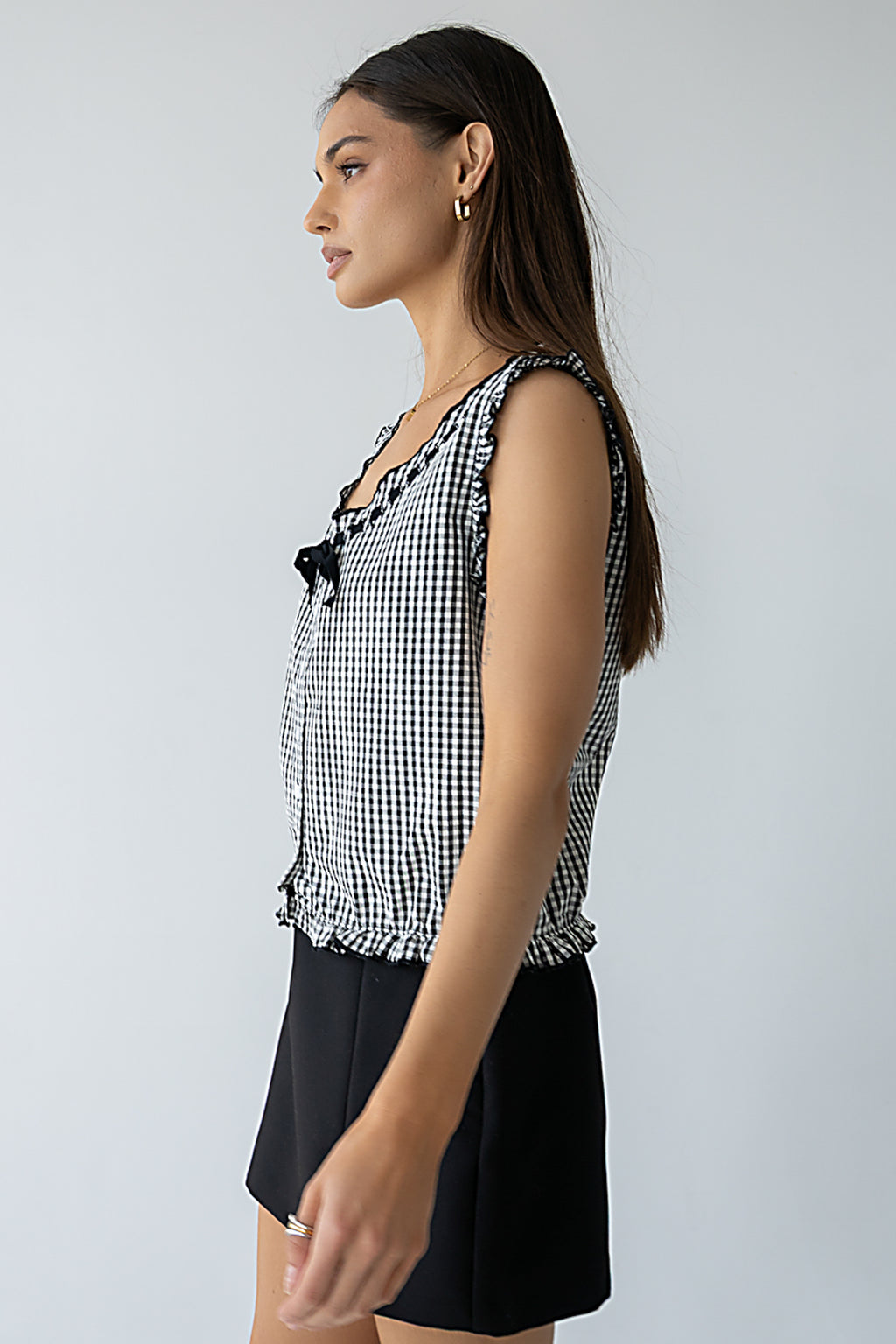 Calvin Gingham Tank in Black