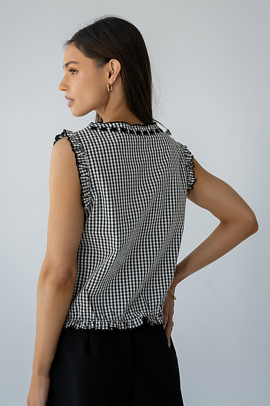 Calvin Gingham Tank in Black