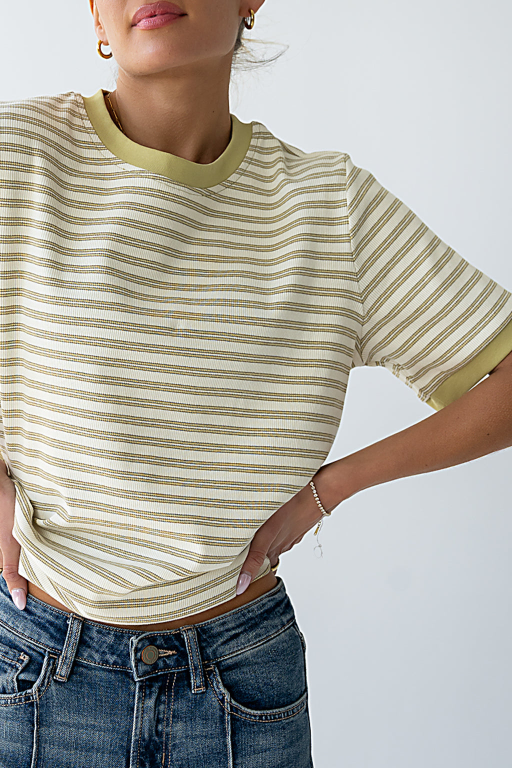 Jenna Striped Top in Green