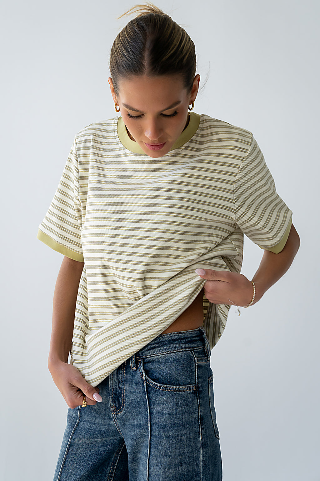 Jenna Striped Top in Green