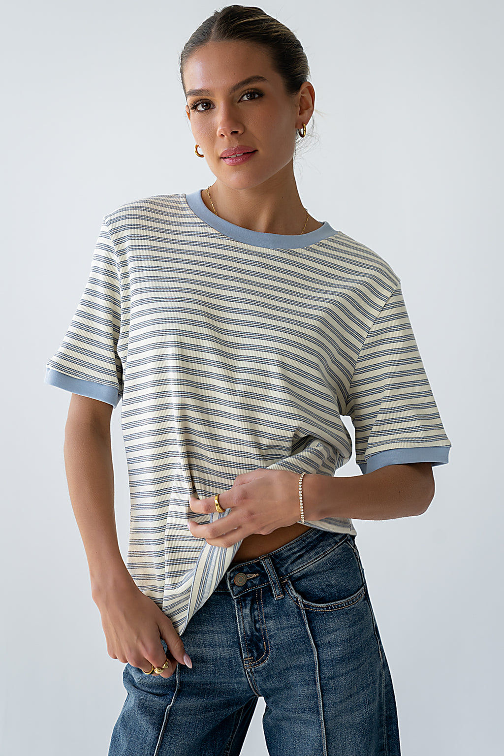 Jenna Striped Top in Blue - FINAL SALE