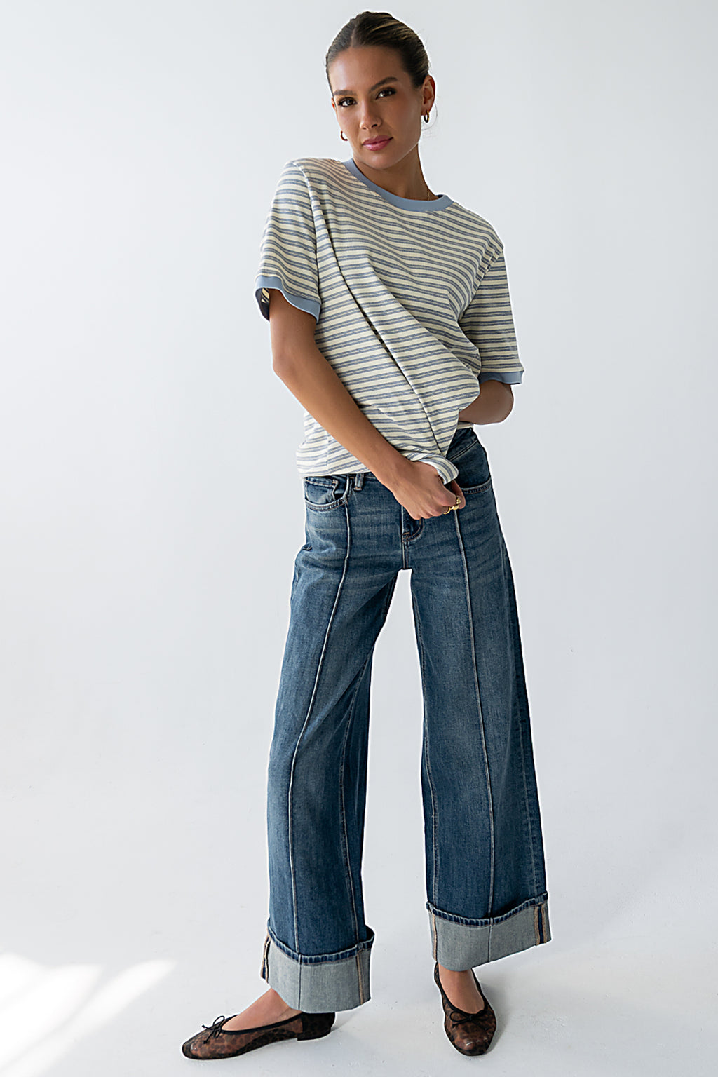 Jenna Striped Top in Blue - FINAL SALE