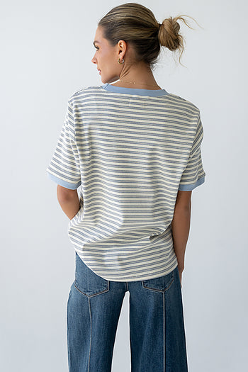 Jenna Striped Top in Blue - FINAL SALE