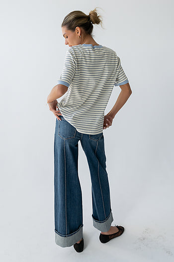 Jenna Striped Top in Blue - FINAL SALE