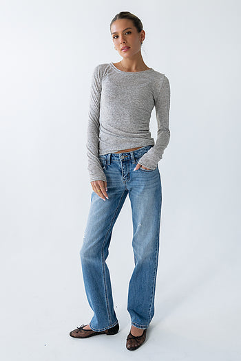 Mason Sheer Top in Heather Grey