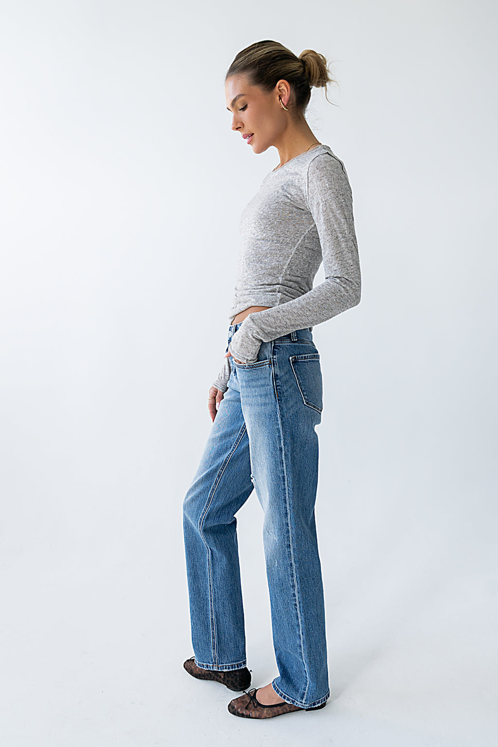 Mason Sheer Top in Heather Grey