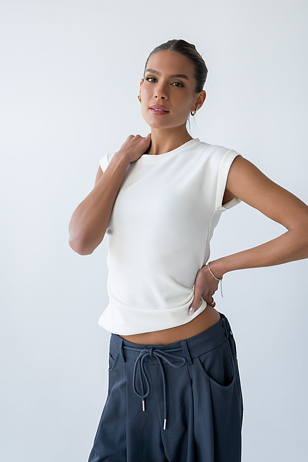 Johny Asymmetrical Top in White - FINAL SALE