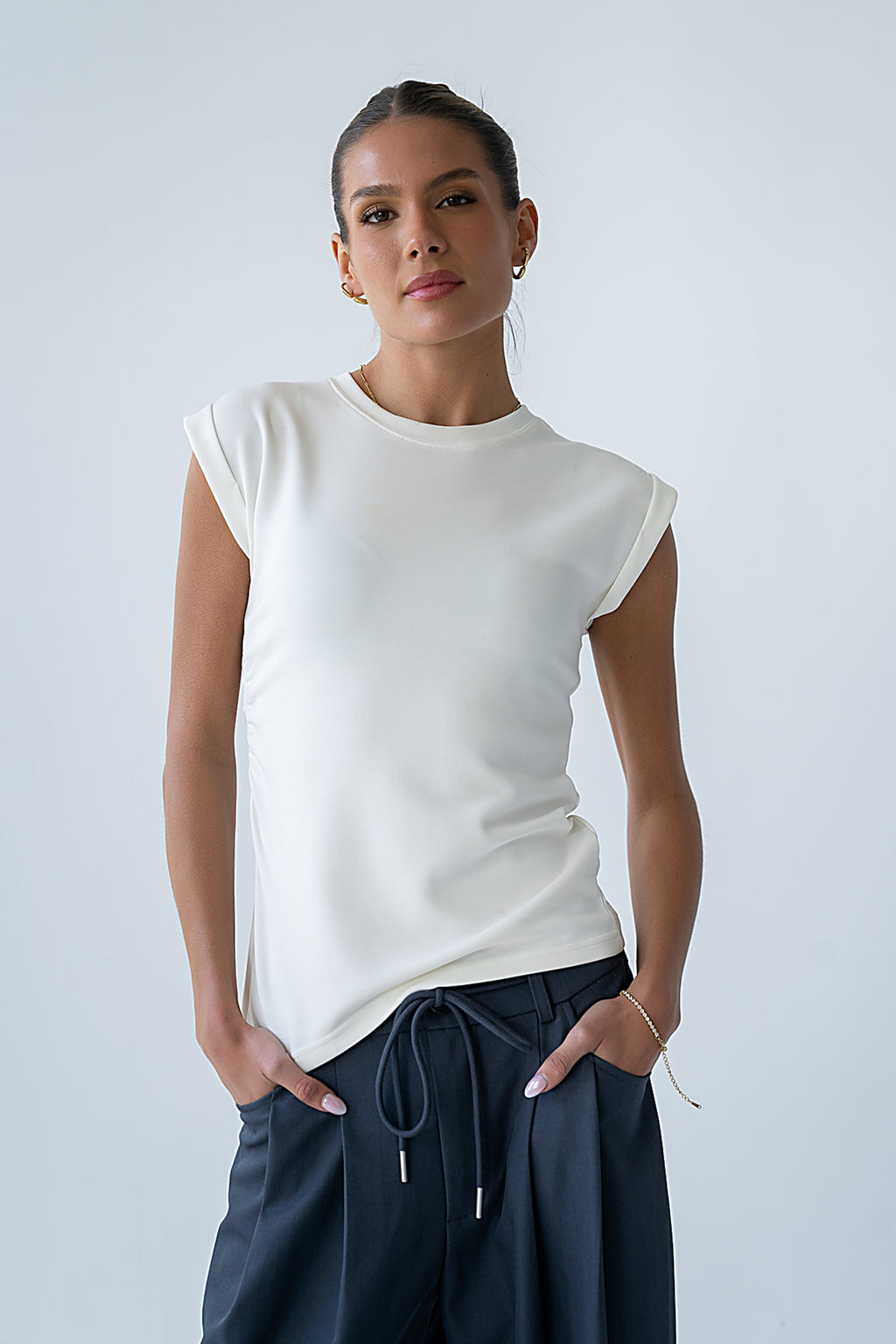 Johny Asymmetrical Top in White - FINAL SALE