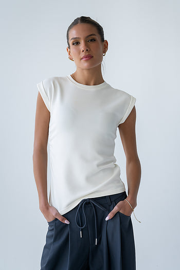 Johny Asymmetrical Top in White - FINAL SALE