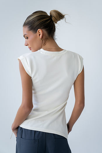 Johny Asymmetrical Top in White - FINAL SALE