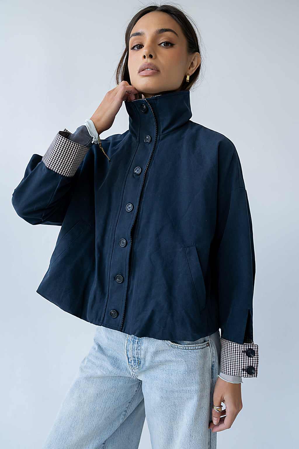 Colette Oversized Trench Jacket in Navy
