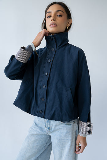 Colette Oversized Trench Jacket in Navy