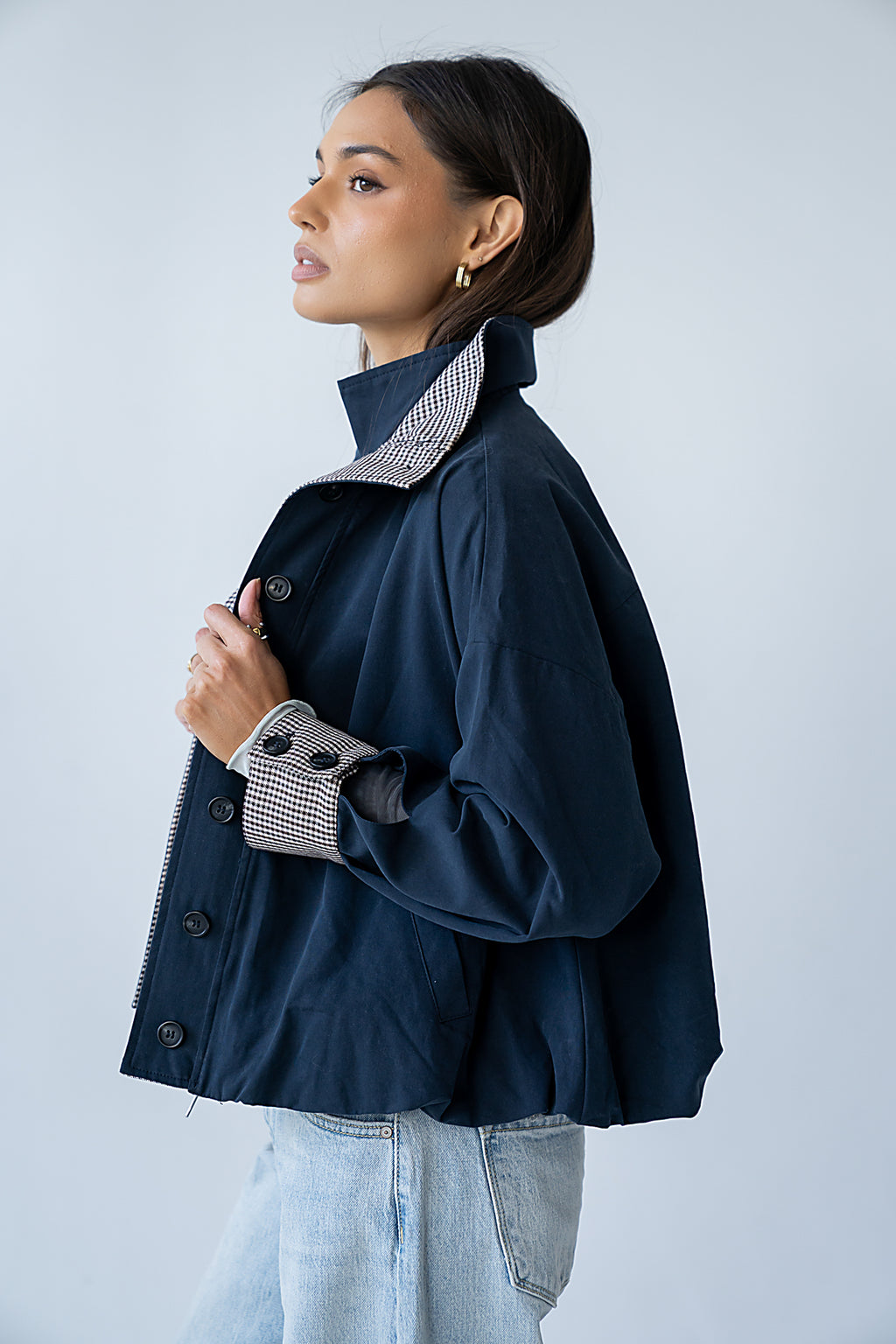 Colette Oversized Trench Jacket in Navy
