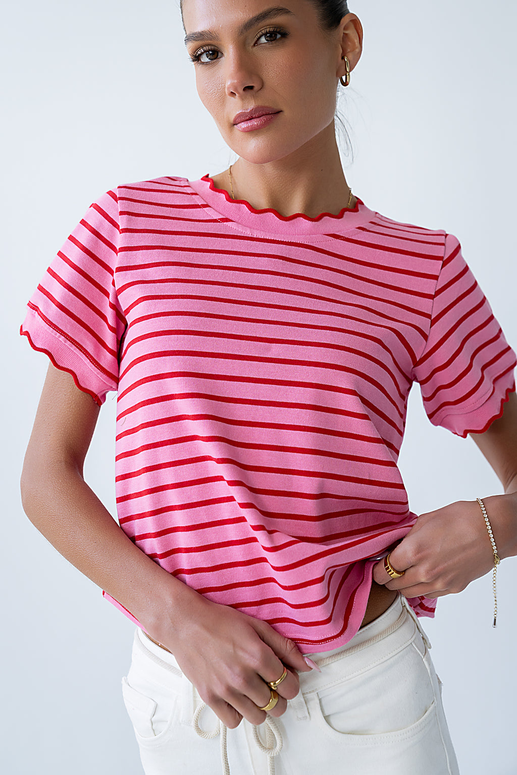 Walker Scalloped Top in Pink